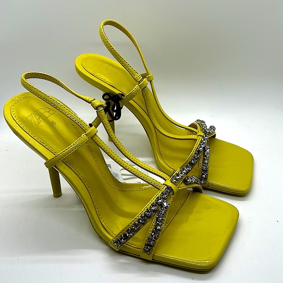 Zara Sexy NWT Lime Green Rhinestones High Heel Shoes **EU Sz 36/US Sz 6** 🔥🔥 - Picture 2 of 5